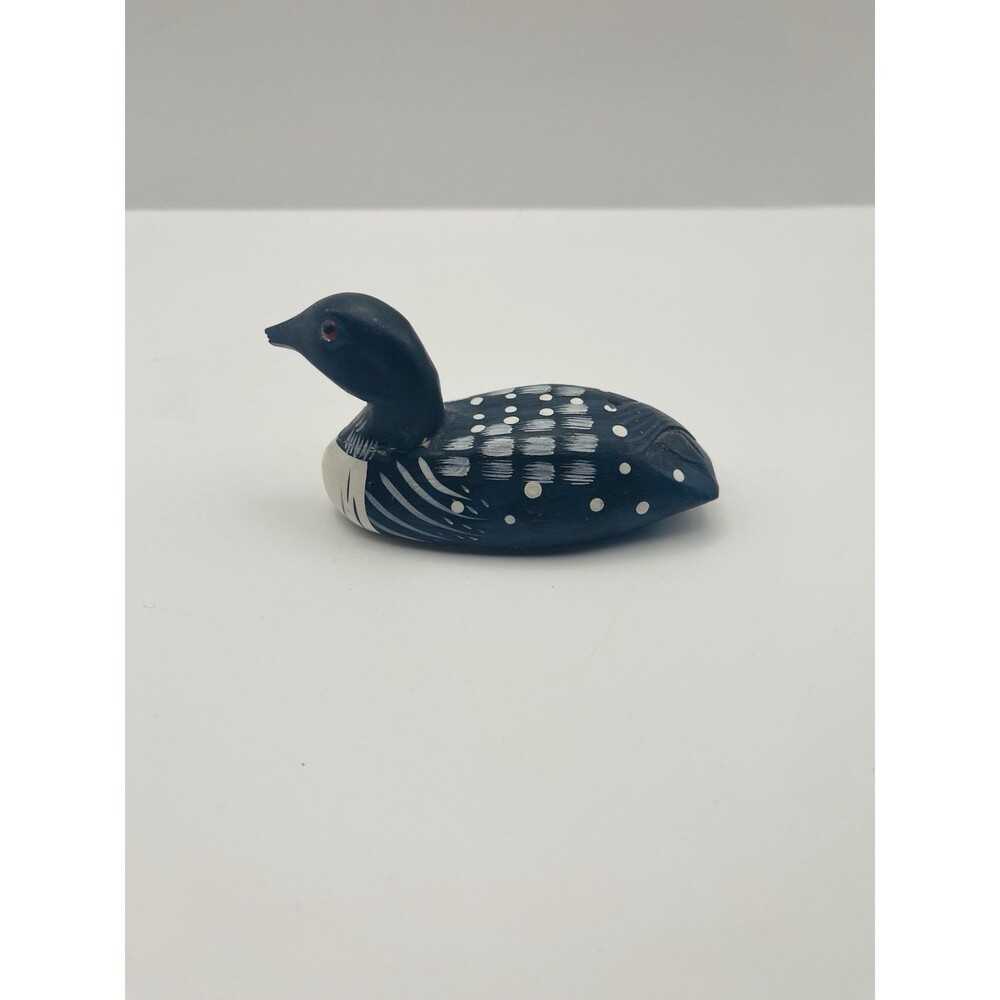 Common Loon Duck Mini 3" Figurine Wooden Wood Hand Carved & Painted